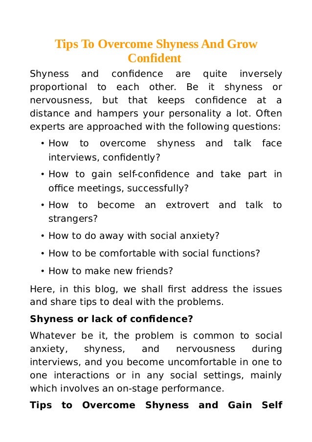 Tips for overcoming shyness